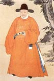 戴乌纱帽、穿盘领补服的明朝官吏